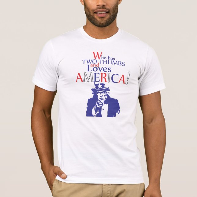 Camiseta Quién tiene dos pulgares y ama América (Anverso)