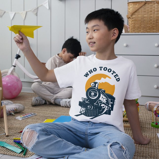 Camiseta Quien tomó la locomotora de trenes y trenes (Who Tooted - Train Engineer & Railroad Locomotive kids T-Shirt for celebrate or birthday kids)