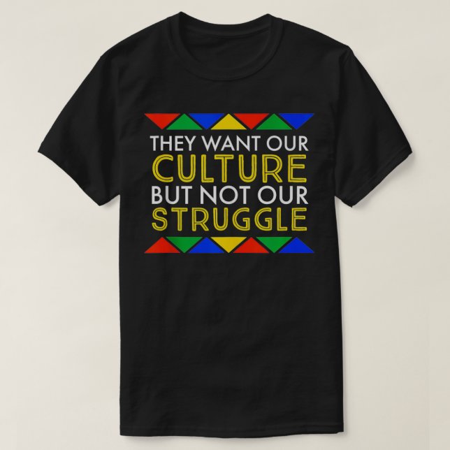 Camiseta Quieren Nuestra Cultura Pero No Nuestra Lucha Negr (Diseño del anverso)