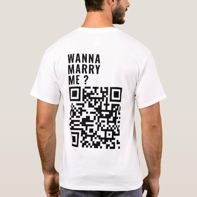 Camiseta Quieres Casarte Con Mi Personalizado El Código QR  (Reverso)