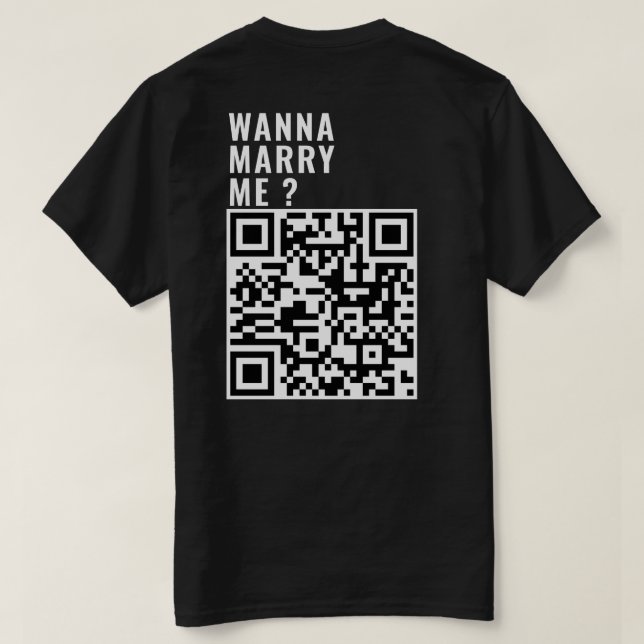 Camiseta Quieres Casarte Con Mi Personalizado El Código QR  (Reverso del diseño)