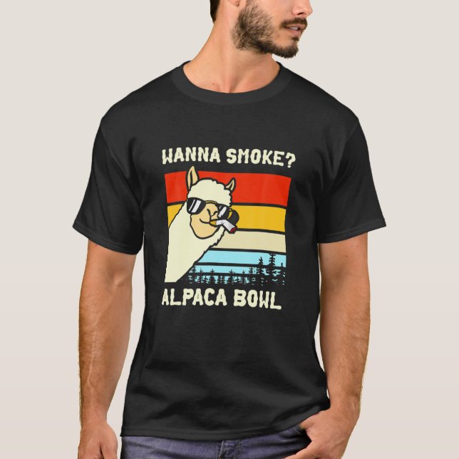 Camiseta ¿Quieres Fumar? Diseño del Bowl de Alpaca (Anverso)
