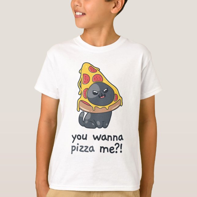 Camiseta Quieres Pizza me gato meme comida (Anverso)