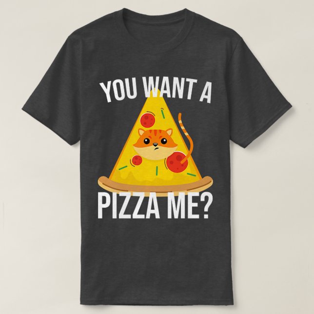 Camiseta Quieres Pizza me gato meme comida (Diseño del anverso)
