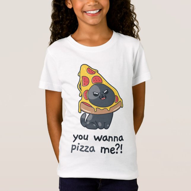 Camiseta Quieres Pizza me gato meme comida (Anverso)