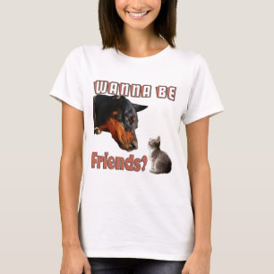 Camiseta ¿Quieres ser amigo? ¿Divertido perro y gato diseña