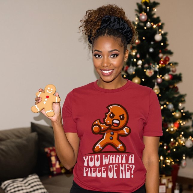 Camiseta Quieres un trozo de mí, pan de jengibre, divertida (You Want a Piece of Me Gingerbread Man Funny Xmas T-Shirt.)