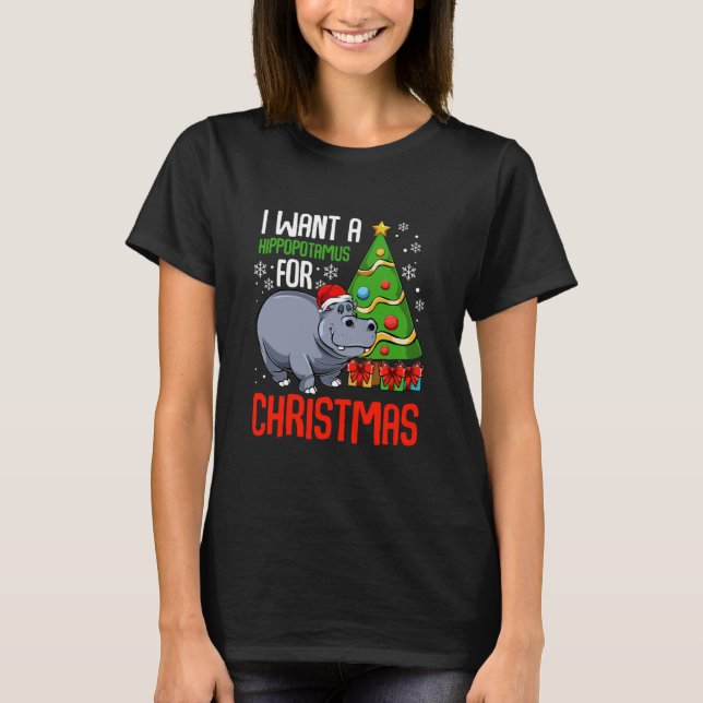 Camiseta Quiero A Los Navidades Hippopótamo Hippo (Anverso)