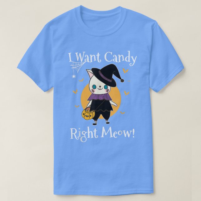 Camiseta Quiero Candy Right Meow Feliz Trick Halloween O T (Diseño del anverso)