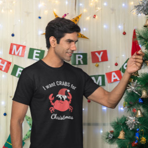 Camiseta Quiero CANGREJOS para Navidad Gorra de Santa diver