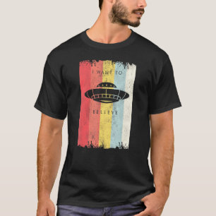 Camiseta Quiero Creer Que Alien Flying Saucer Retro Ufo