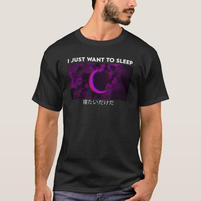 Camiseta Quiero dormir Luna Púrpura Vaporwave Gótico estéti (Anverso)