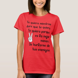 Camiseta Quiero español de Te de las letras de la canción