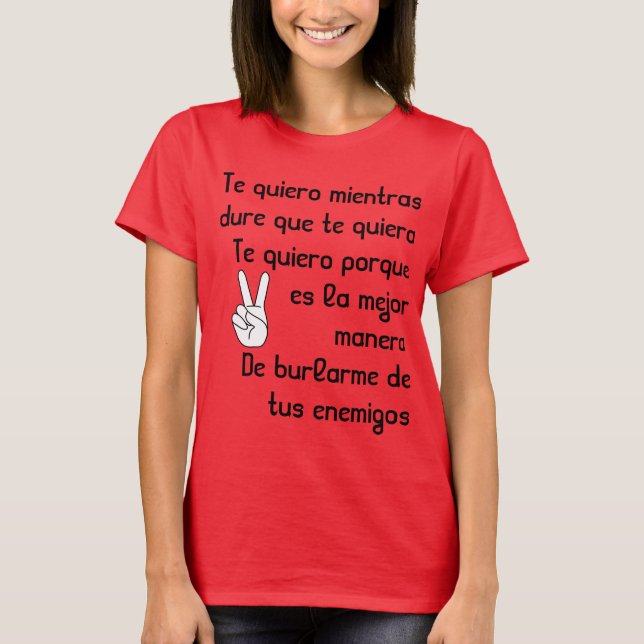 Camiseta Quiero español de Te de las letras de la canción (Anverso)