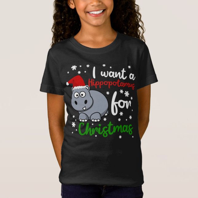 Camiseta Quiero hipopótamo para Navidades Divertidas Navida (Anverso)