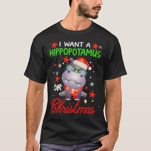 Camiseta Quiero Hipopótamo Para Navidades Divertidos Hippo  (Anverso)
