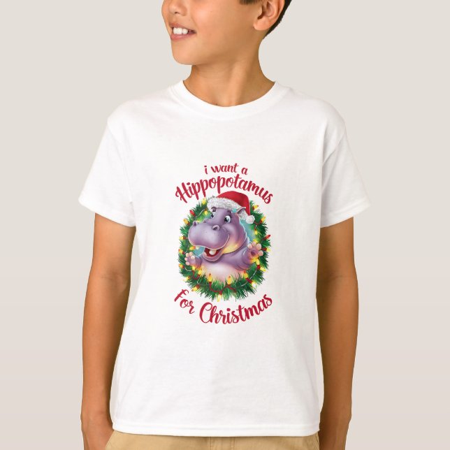 Camiseta Quiero Hipopótamo Para Navidades Xmas Hippo (Anverso)