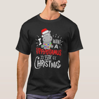 Camiseta Quiero Hipopótamo Para Navidades, Xmas Hippo