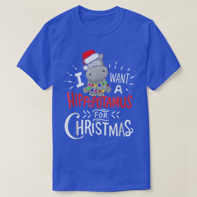 Camiseta Quiero Hipopótamo Para Navidades, Xmas Hippo  (Diseño del anverso)