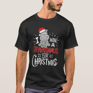 Camiseta Quiero Hipopótamo Para Navidades, Xmas Hippo