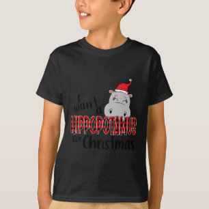 Camiseta Quiero Hipopótamo Para Navidades Xmas Hippo Niño