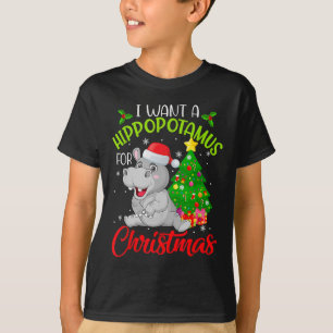 Camiseta Quiero Hipopótamo Para Navidades Xmas Hippo Niño