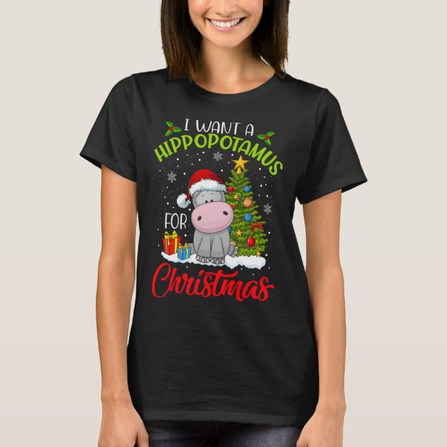 Camiseta Quiero Hipopótamo Para Navidades Xmas Hippo Para (Anverso)