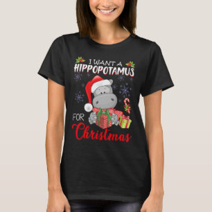 Camiseta Quiero Hipopótamo Para Navidades Xmas Hippo Para