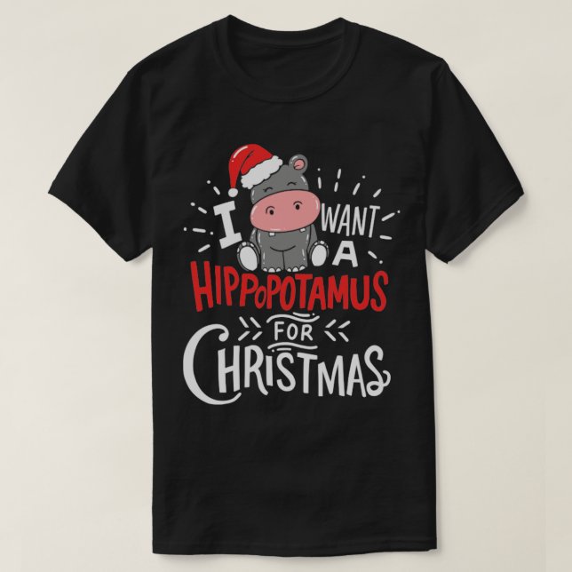 Camiseta Quiero Hippopótamo Para Navidades Hippo Xmas Regal (Diseño del anverso)