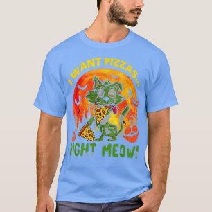 Camiseta Quiero pizza ahora mismo miau gato halloween miedo