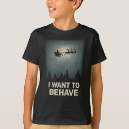 Camiseta Quiero Portarme Bien – Silueta de Santa Oscuro Vin