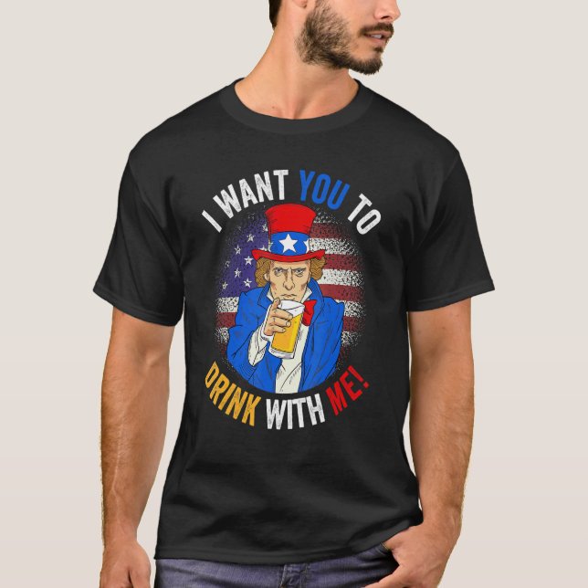 Camiseta Quiero Que Bebas Conmigo Tío Americano Sam 4 (Anverso)