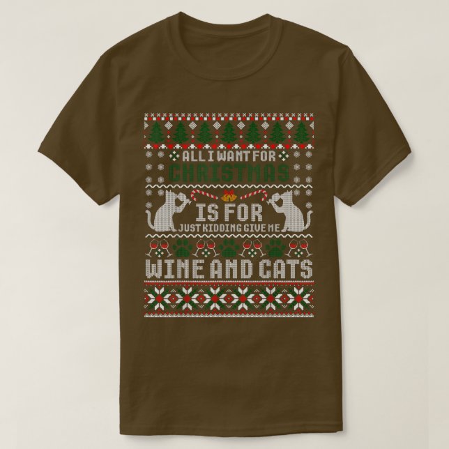 Camiseta Quiero que los Navidades sean vinos y gatos feos n (Diseño del anverso)
