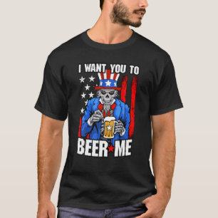 Camiseta Quiero Que Me Seas El 4 De Julio Tío Sam Skull