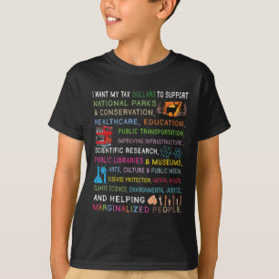 Camiseta Quiero que mis dólares de impuestos apoyen los par