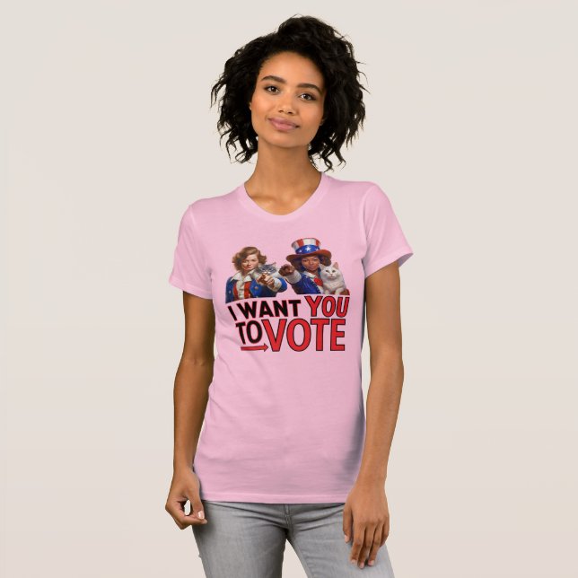 Camiseta QUIERO QUE VOTES (Gatos Damas) (Anverso completo)