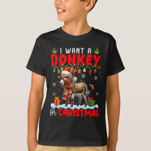 Camiseta Quiero Un Burro Para Navidades Granjero De Santa D