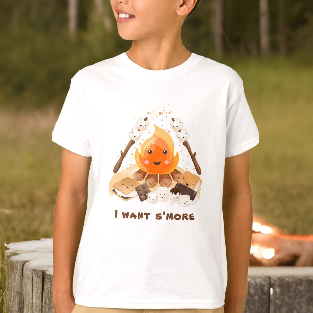 Camiseta Quiero un chico de campaña más divertido (I Want S'more Cute Fun Camping Campfire boy T-Shirt)