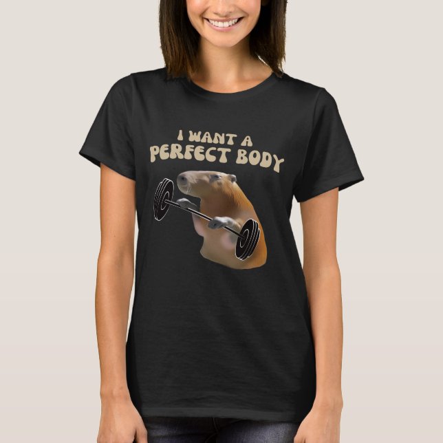 Camiseta Quiero Un Cuerpo Perfecto. Chigüiro. (Anverso)