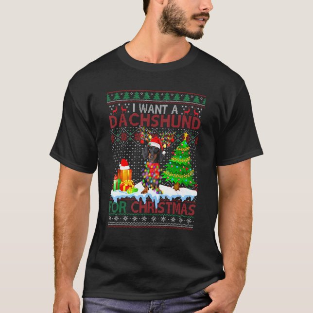 Camiseta Quiero Un Dachshund Para Navidades Divertidos Perr (Anverso)