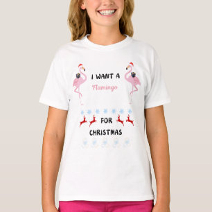Camiseta Quiero un flamingo para Navidades divertidos