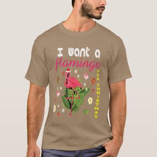 Camiseta Quiero un flamingo para Navidades navidades