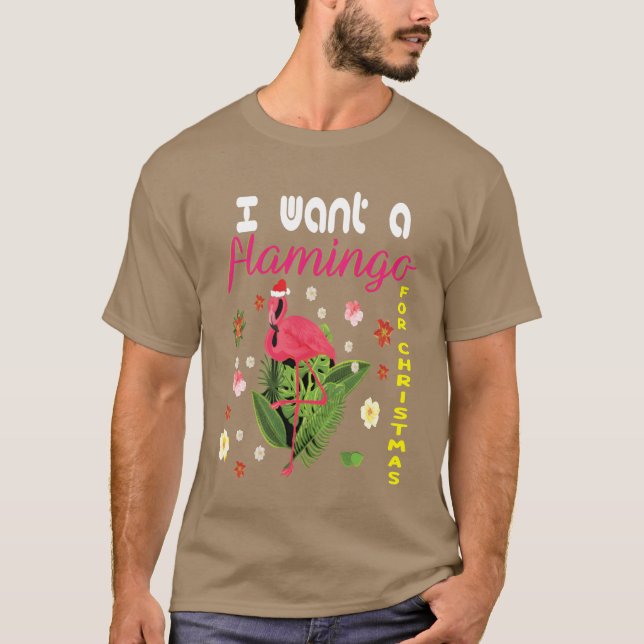 Camiseta Quiero un flamingo para Navidades navidades (Anverso)