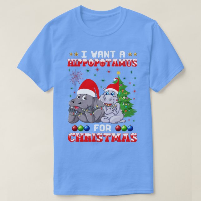 Camiseta Quiero Un Hipopótamo Para Los Navidades Cute Hippo (Diseño del anverso)
