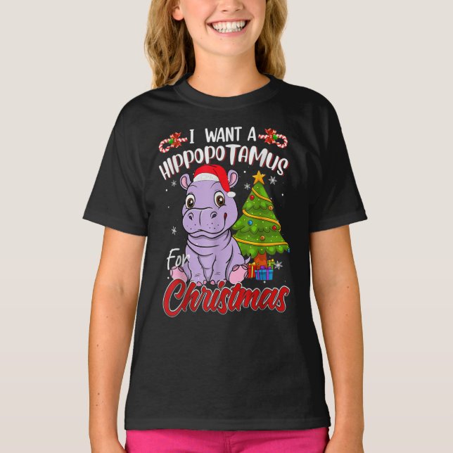 Camiseta Quiero Un Hipopótamo Para Los Navidades Cute Hippo (Anverso)