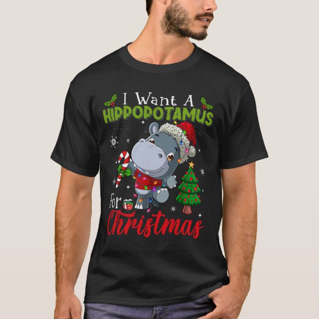Camiseta Quiero Un Hipopótamo Para Los Navidades Hippo Cand (Anverso)