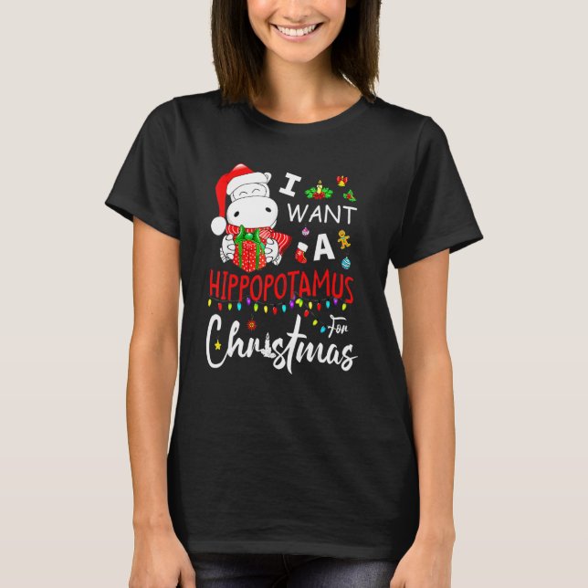Camiseta Quiero Un Hipopótamo Para Los Navidades Hippo Chri (Anverso)