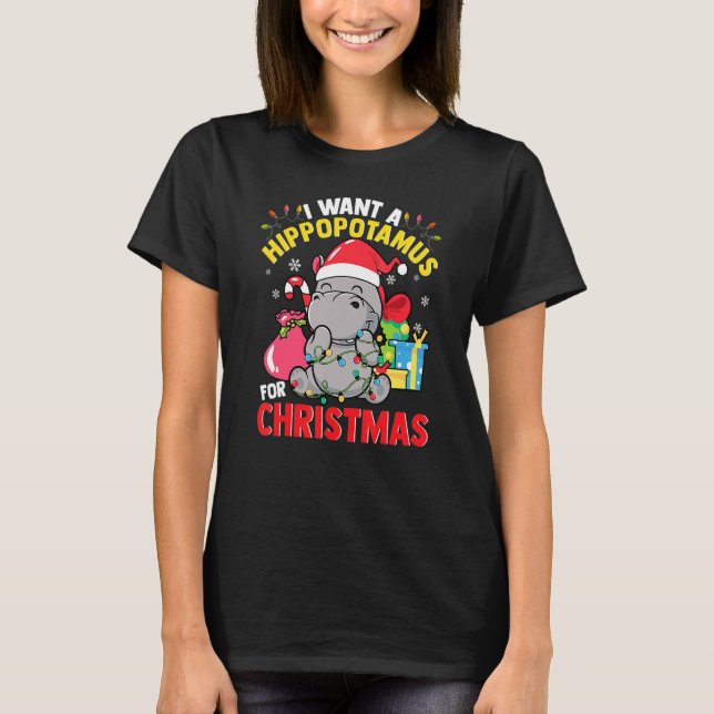 Camiseta Quiero Un Hipopótamo Para Los Navidades Hippo Chri (Anverso)