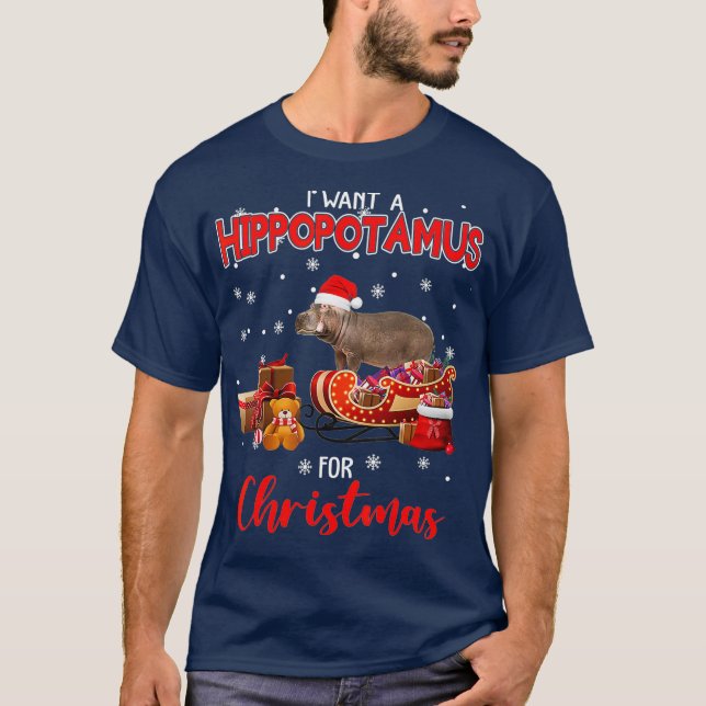 Camiseta Quiero Un Hipopótamo Para Los Navidades Hippo Love (Anverso)