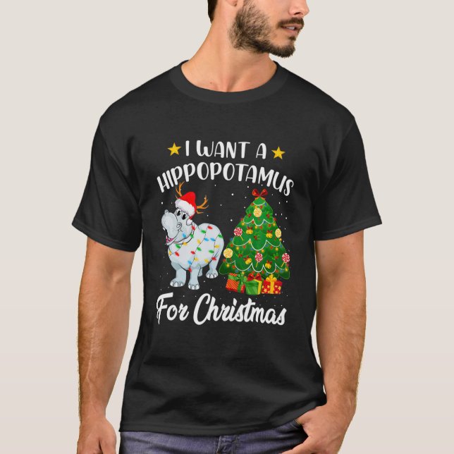 Camiseta Quiero Un Hipopótamo Para Los Navidades Ilumina Hi (Anverso)